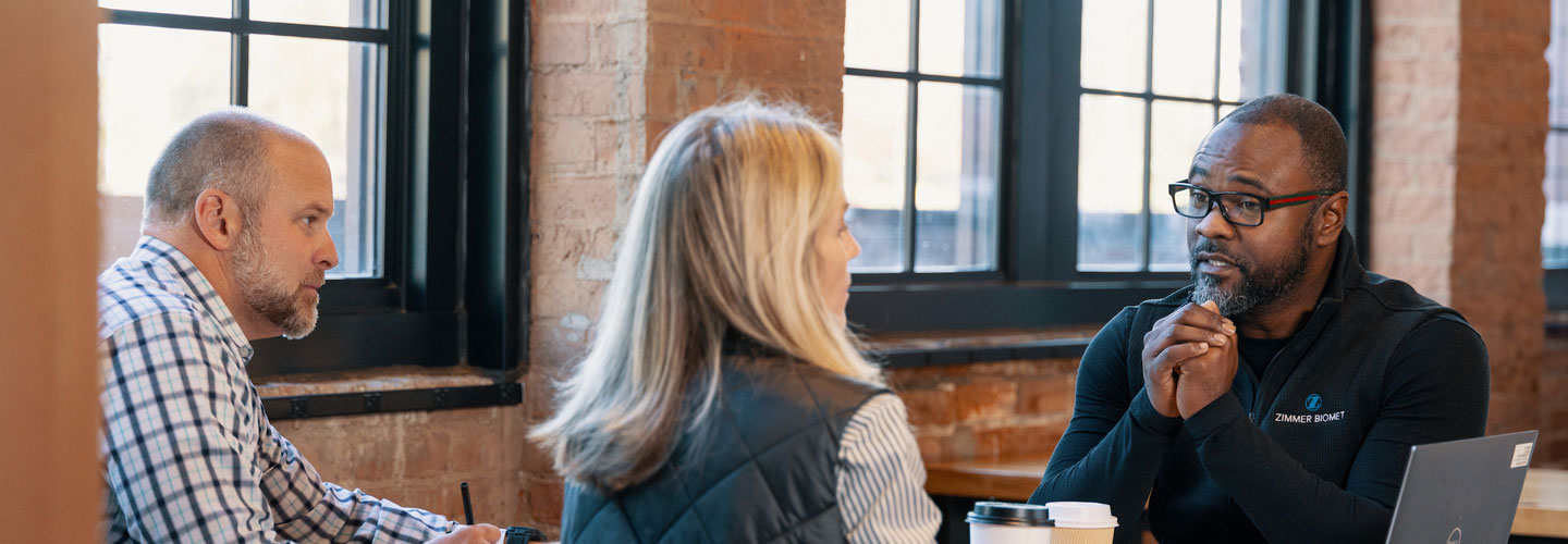 Adult students at a coffee shop